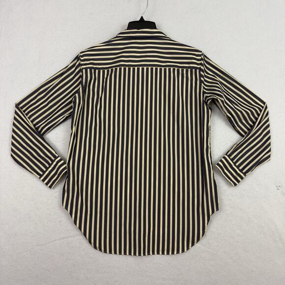 Frank & Eileen Silvio Untuckable Button-Up Shirt Womens S Navy & Yellow Stripes - Picture 7 of 10